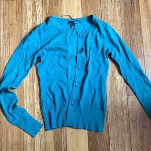 teal h&m cardigan
